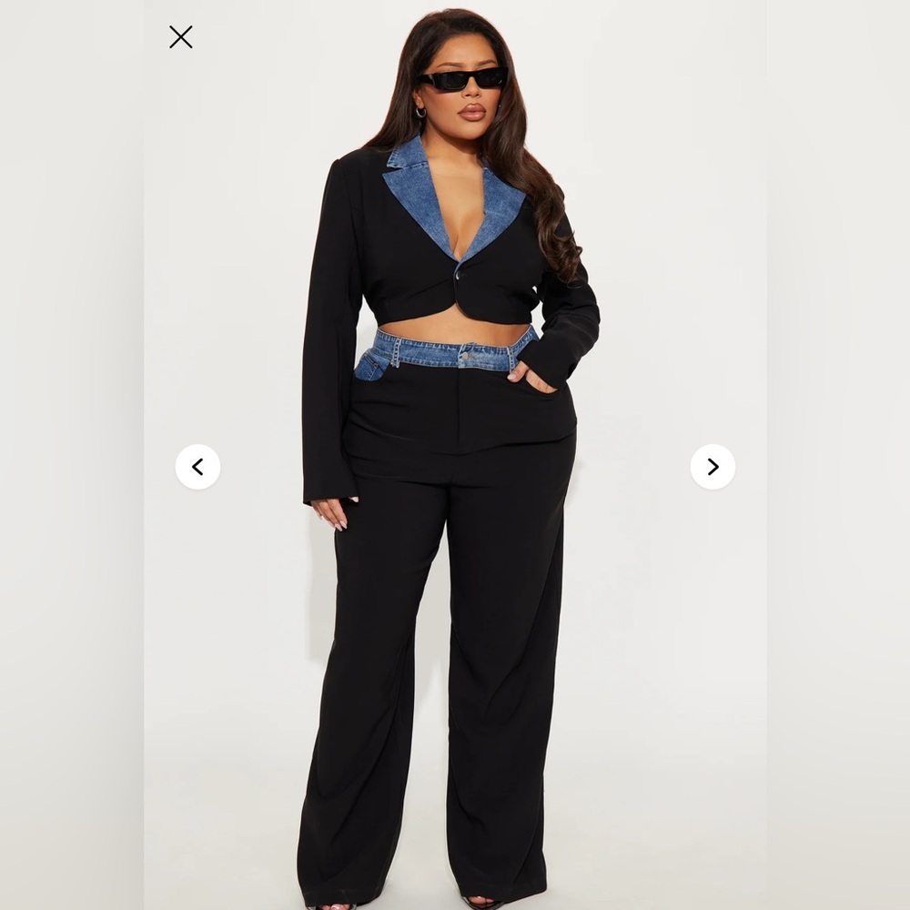 Fashion Nova Black and Denim Women's Jumpsuit